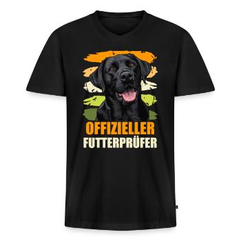 Labrador Besitzer OFFIZIELLER FUTTERPRÜFER Lustig - Männer Premium Bio T-Shirt mit V-Ausschnitt - Schwarz - Vorne - Nico (187cm)
