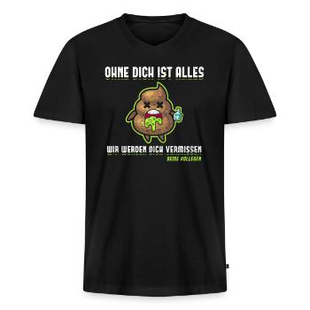 Abschied Kollege Ohne Dich ist alles Scheiße - Männer Premium Bio T-Shirt mit V-Ausschnitt - Schwarz - Vorne - Nico (187cm)