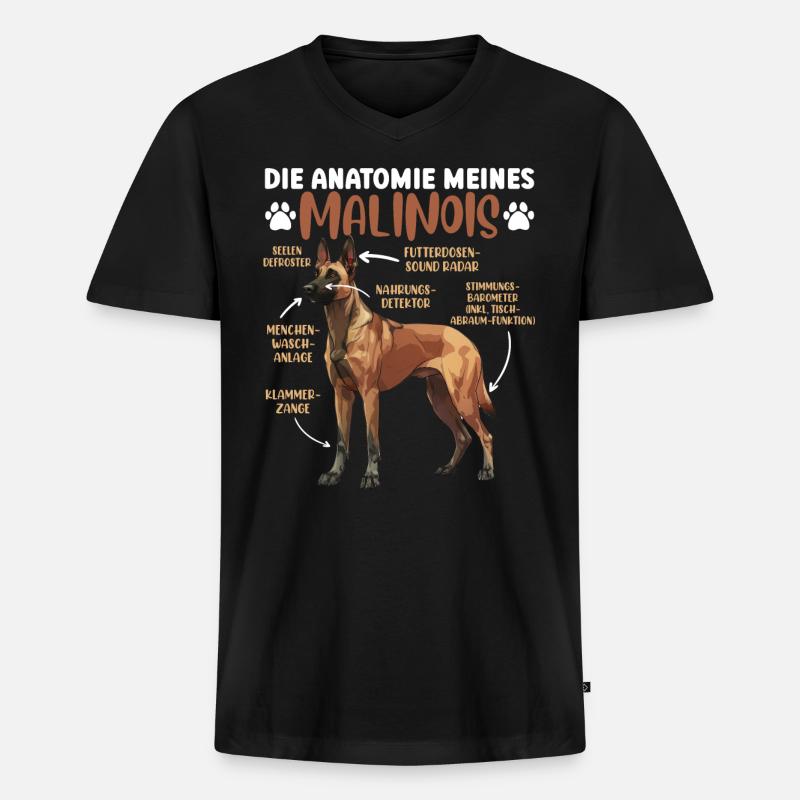 ANATOMIE MEINES MALINOIS Belgischer Schäferhund - Männer Premium Bio T-Shirt mit V-Ausschnitt - Schwarz