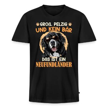 Neufundländer GROSS PELZIG UND KEIN BÄR Lustiges - Männer Premium Bio T-Shirt mit V-Ausschnitt - Schwarz - Vorne - Nico (187cm)