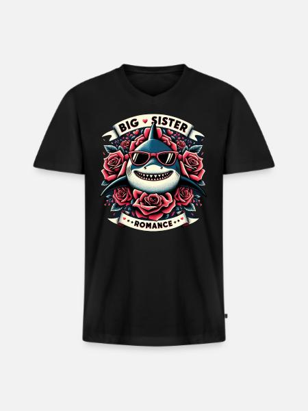 Big Sister Shark Romance - Men's Premium Organic T-shirt with V-neck - black
