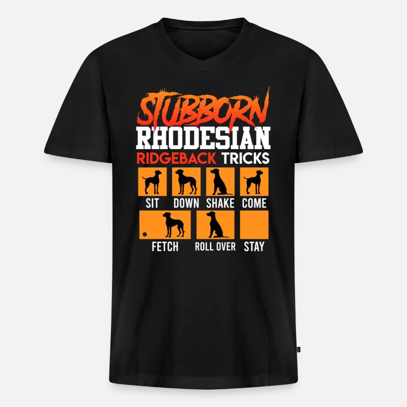 Ridgebacks STÆDIGE RHODESIAN RIDGEBACK - Premium økologisk T-shirt med V-hals til mænd - sort
