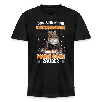 Maine Coon KEINE KATZENHAARE MAINE COON ZAUBER - Männer Premium Bio T-Shirt mit V-Ausschnitt - Schwarz - Vorne - Nico (187cm)