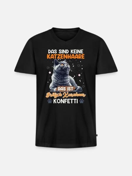 British Shorthair INTET HÅR BRITISK KORTHÅR - Premium økologisk T-shirt med V-hals til mænd - sort