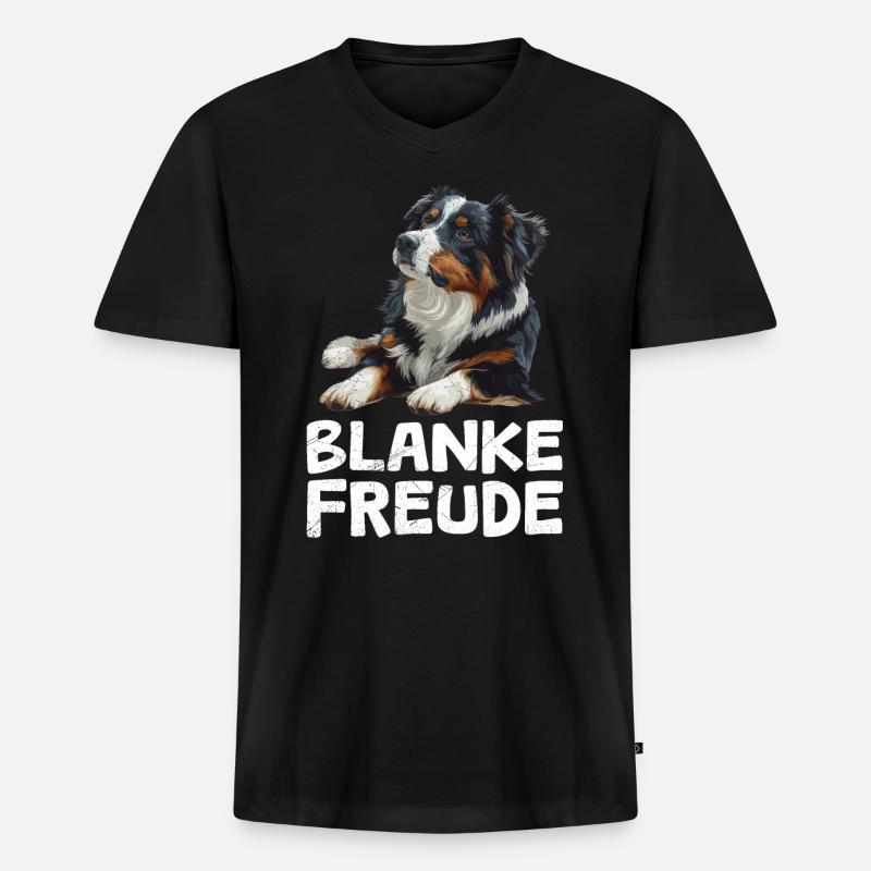 Australian Shepherd BLANKE FREUDE AUSSIE - Männer Premium Bio T-Shirt mit V-Ausschnitt - Schwarz