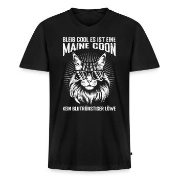 Maine Coon BLEIB COOL ES IST EINE MAINE COON KEIN - Männer Premium Bio T-Shirt mit V-Ausschnitt - Schwarz - Vorne - Nico (187cm)