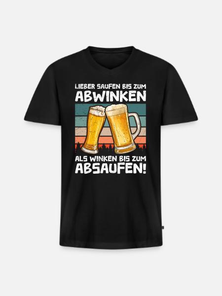 Lustiger Biertrinker Spruch Bier - Männer Premium Bio T-Shirt mit V-Ausschnitt - Schwarz