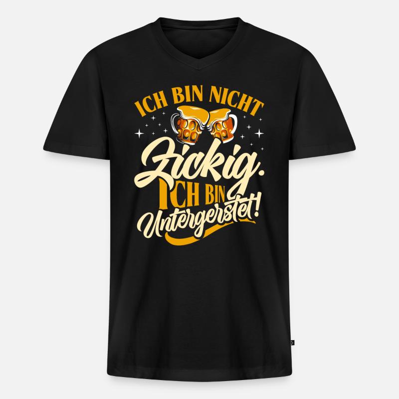 Münchner Volksfest NICHT BIN UNTERGERSTET - Männer Premium Bio T-Shirt mit V-Ausschnitt - Schwarz