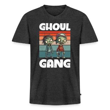 Halloween Costume Kids GHOUL GANG Spooky - Men's Premium Organic T-shirt with V-neck - heather anthracite - Front - Nico (187cm)