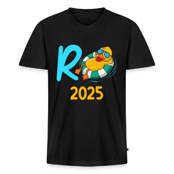 Rente 2025 R-Ente Pensionierung Ruhestand - Männer Premium Bio T-Shirt mit V-Ausschnitt - Schwarz - Vorne - Nico (187cm)