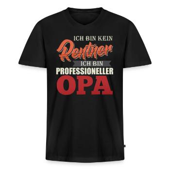 Rente BIN KEIN RENTNER BIN PROFESSIONELLER OPA - Männer Premium Bio T-Shirt mit V-Ausschnitt - Schwarz - Vorne - Nico (187cm)