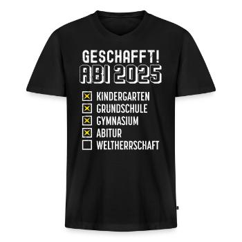 ABI 2025 GESCHAFFT WELTHERRSCHAFT Lustiges - Männer Premium Bio T-Shirt mit V-Ausschnitt - Schwarz - Vorne - Nico (187cm)