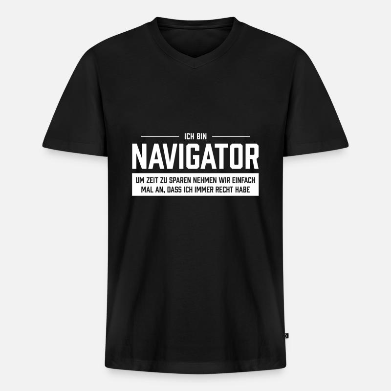 Ich bin Navigator - Männer Premium Bio T-Shirt mit V-Ausschnitt - Schwarz