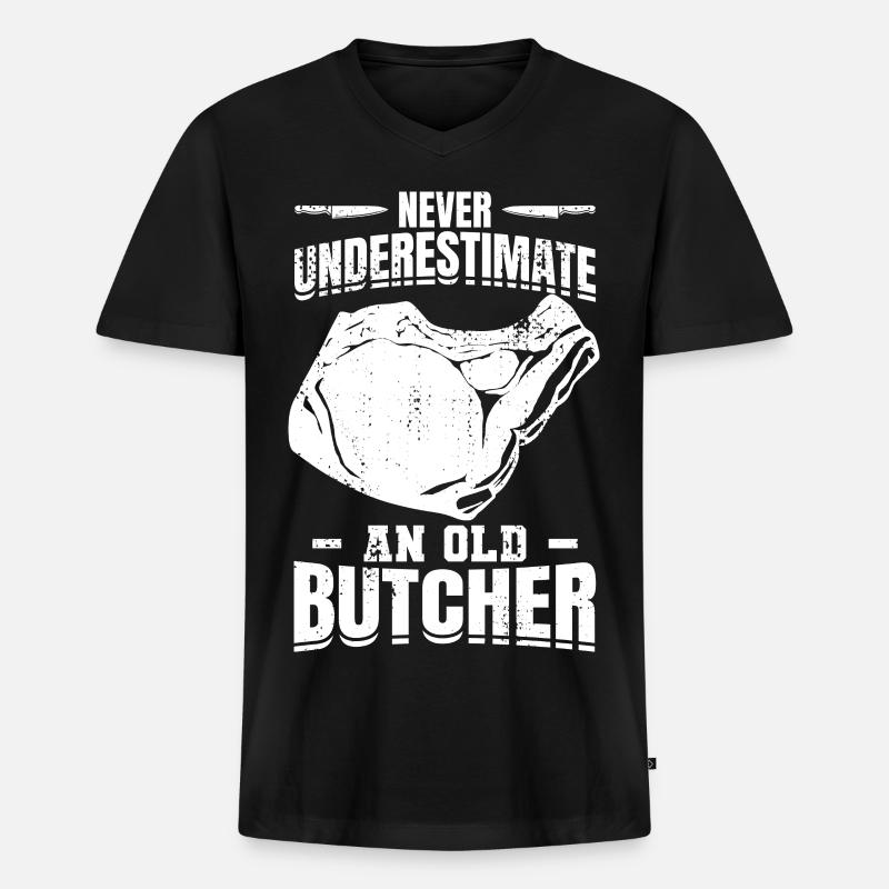 Metzger Großvater - Männer Premium Bio T-Shirt mit V-Ausschnitt - Schwarz