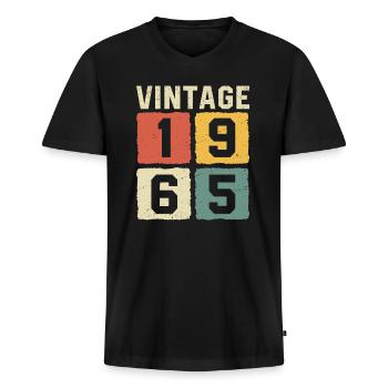Vintage 1965 Geboren 1965 - Männer Premium Bio T-Shirt mit V-Ausschnitt - Schwarz - Vorne - Nico (187cm)