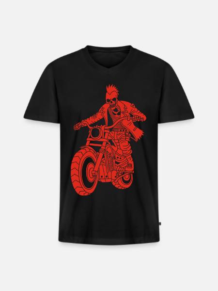 The Red Biker from Hell - Men's Premium Organic T-shirt with V-neck - black