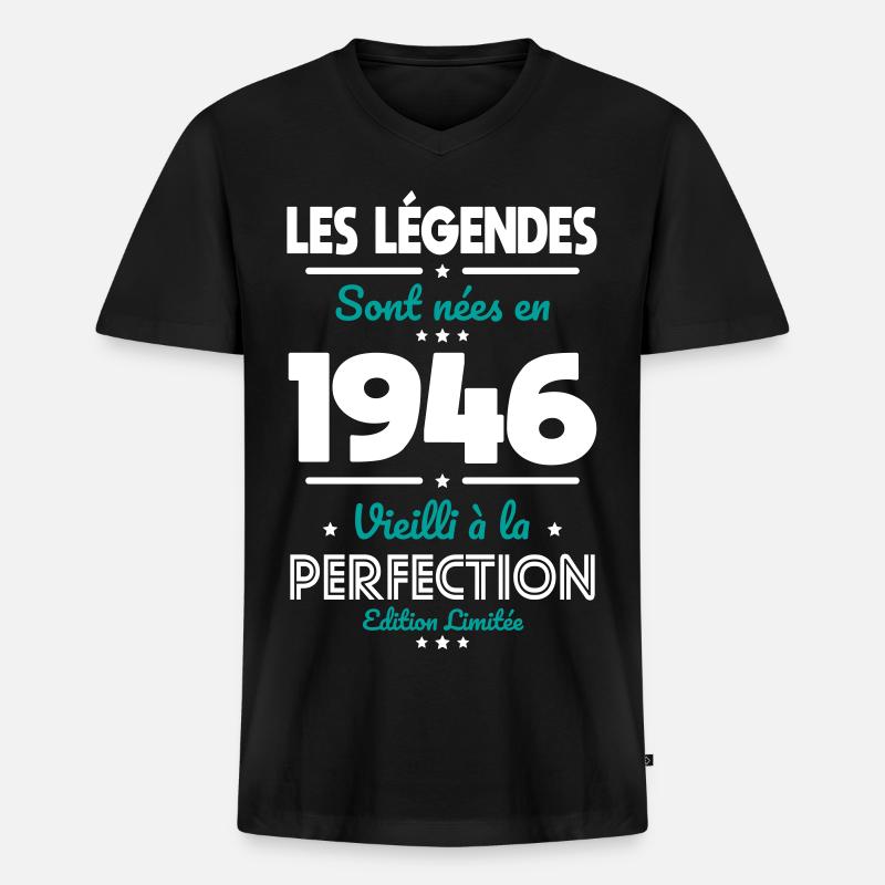 1946 – Legends – Perfekt gereift - Männer Premium Bio T-Shirt mit V-Ausschnitt - Schwarz