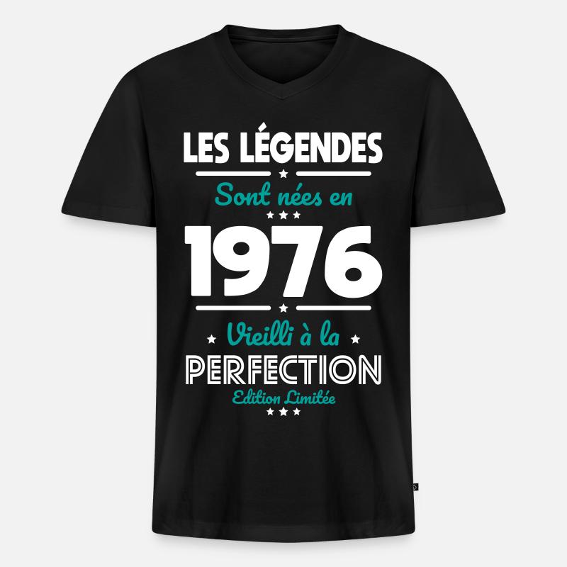 1976 – Legends – Perfekt gereift - Männer Premium Bio T-Shirt mit V-Ausschnitt - Schwarz