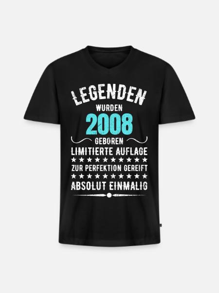 Limited Edition 2007 18th Birthday Gift - Men's Premium Organic T-shirt with V-neck - black