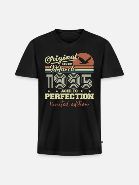Anniversaire Mars 1995 - T-shirt encolure en V Premium bio Homme - noir