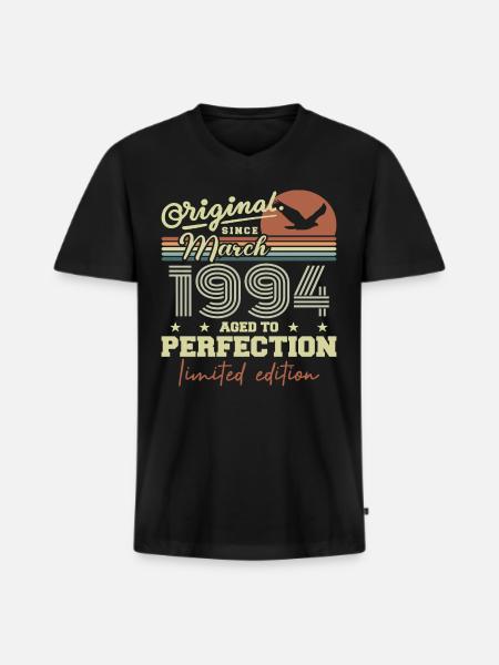 Anniversaire Mars 1994 - T-shirt encolure en V Premium bio Homme - noir