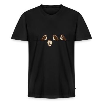 dicke Spatzen - Männer Premium Bio T-Shirt mit V-Ausschnitt - Schwarz - Vorne - Nico (187cm)