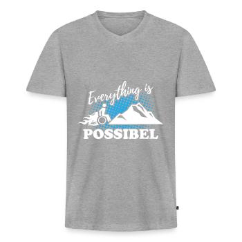 Fauteuil roulant sur la montagne - Tout est possible - T-shirt encolure en V Premium bio Homme - gris chiné - Devant