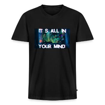 It's All In Your Mind - Glitch Vaporwave 80s 90s - Männer Premium Bio T-Shirt mit V-Ausschnitt - Schwarz - Vorne - Nico (187cm)