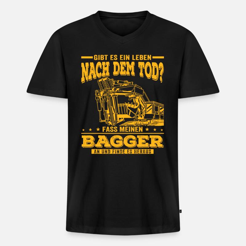 Baggerfahrer Baggern Bagger Baggerführer - Männer Premium Bio T-Shirt mit V-Ausschnitt - Schwarz