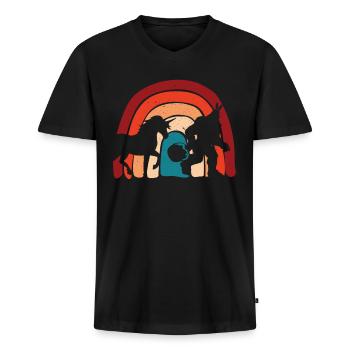 Lustige Regenbogen-Bigfoot-Einhorn-Osterei-Jagd - Männer Premium Bio T-Shirt mit V-Ausschnitt - Schwarz - Vorne - Nico (187cm)