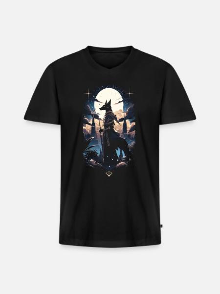 Anubis Gott Gaming Ägypter - Männer Premium Bio T-Shirt mit V-Ausschnitt - Schwarz