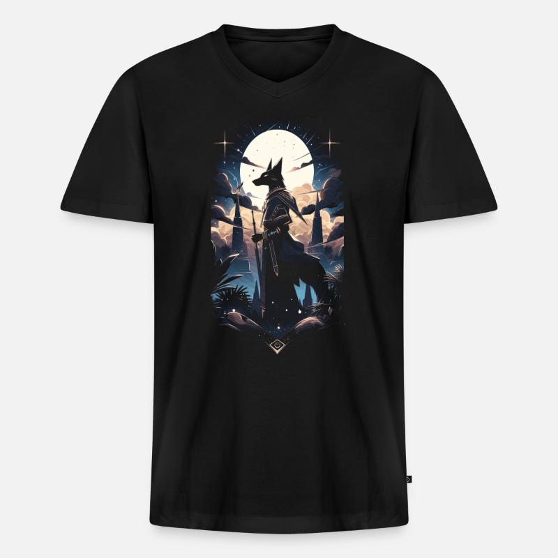Anubis Gott Gaming Ägypter - Männer Premium Bio T-Shirt mit V-Ausschnitt - Schwarz