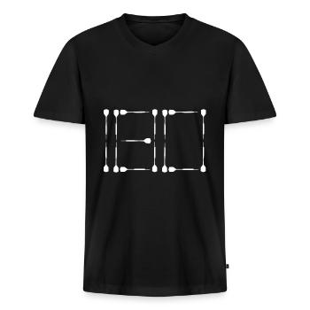 Darts 180 - Männer Premium Bio T-Shirt mit V-Ausschnitt - Schwarz - Vorne - Nico (187cm)