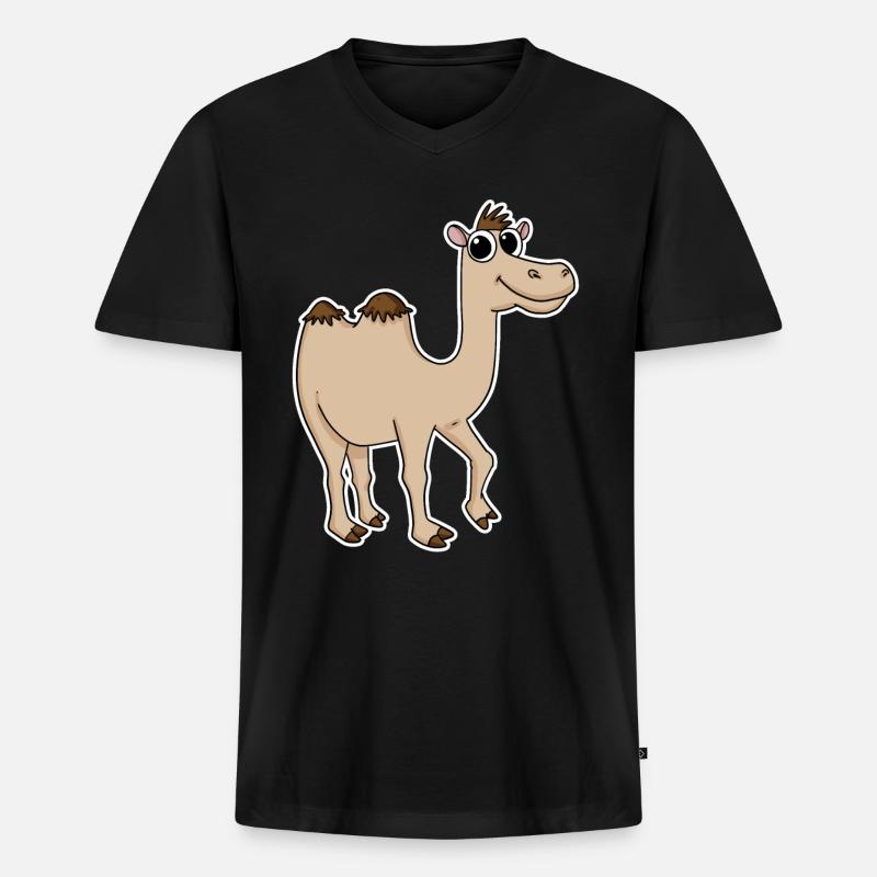 Kamel - Männer Premium Bio T-Shirt mit V-Ausschnitt - Schwarz