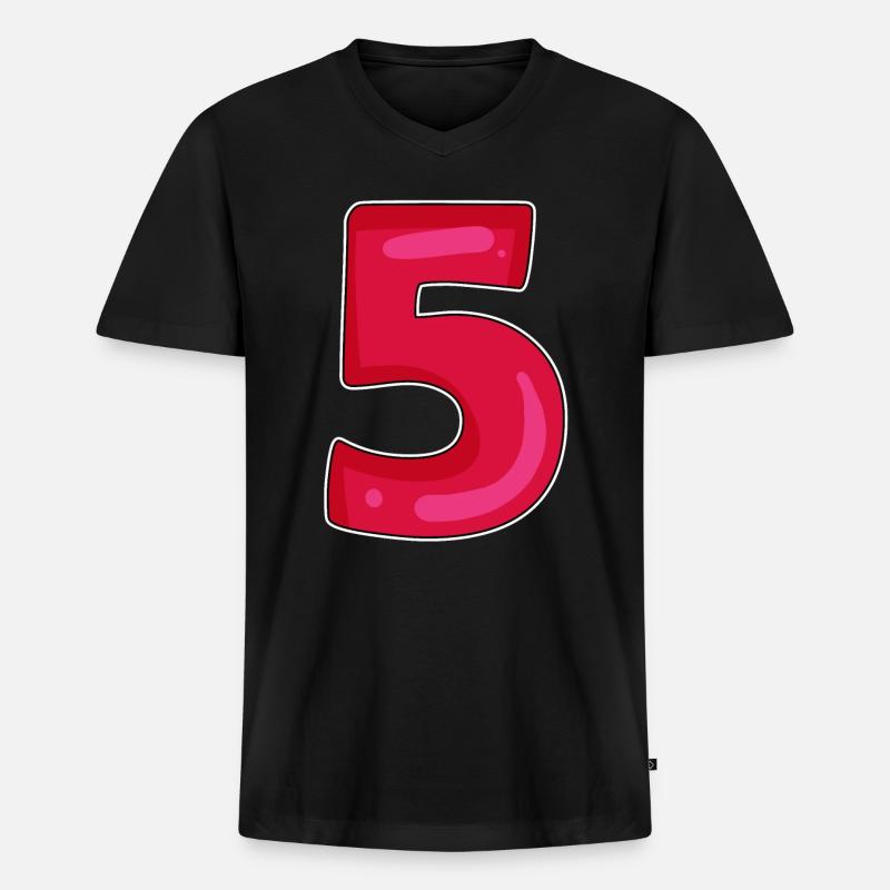 5 - Männer Premium Bio T-Shirt mit V-Ausschnitt - Schwarz