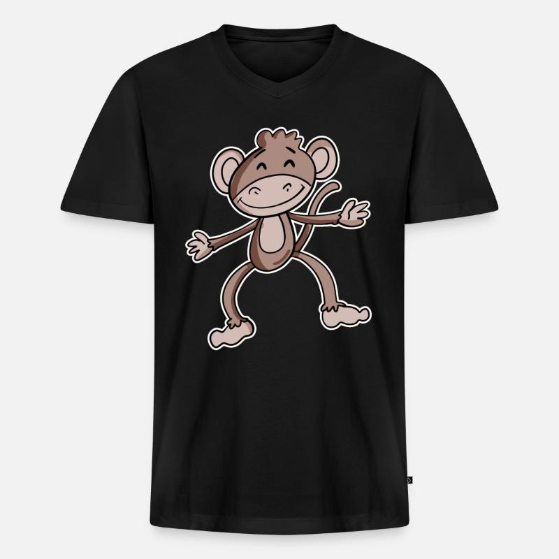 Affe - Männer Premium Bio T-Shirt mit V-Ausschnitt - Schwarz