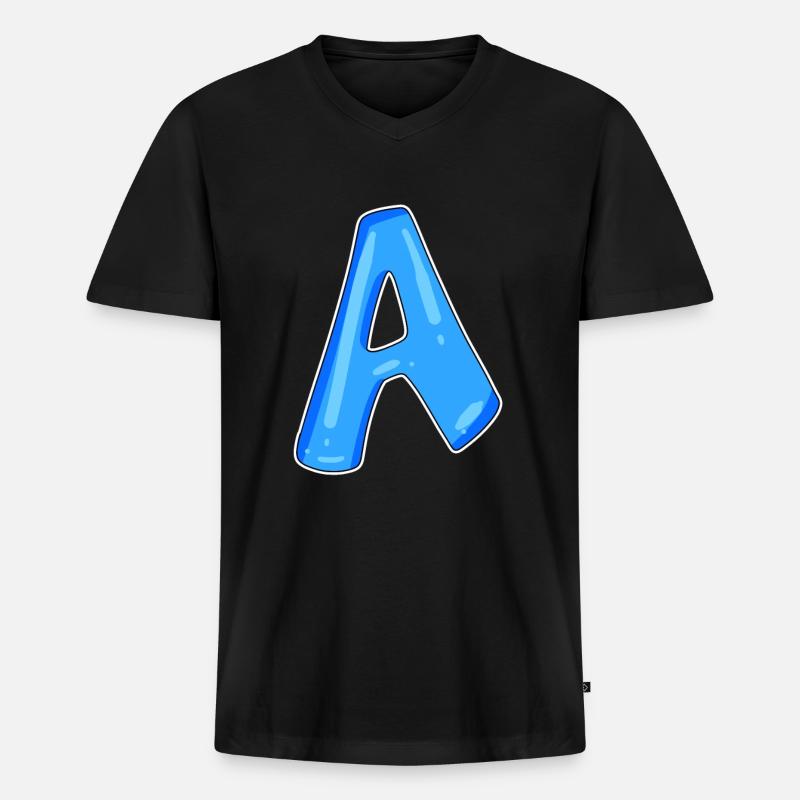 Buchstabe A Anfangsbuchstabe - Männer Premium Bio T-Shirt mit V-Ausschnitt - Schwarz