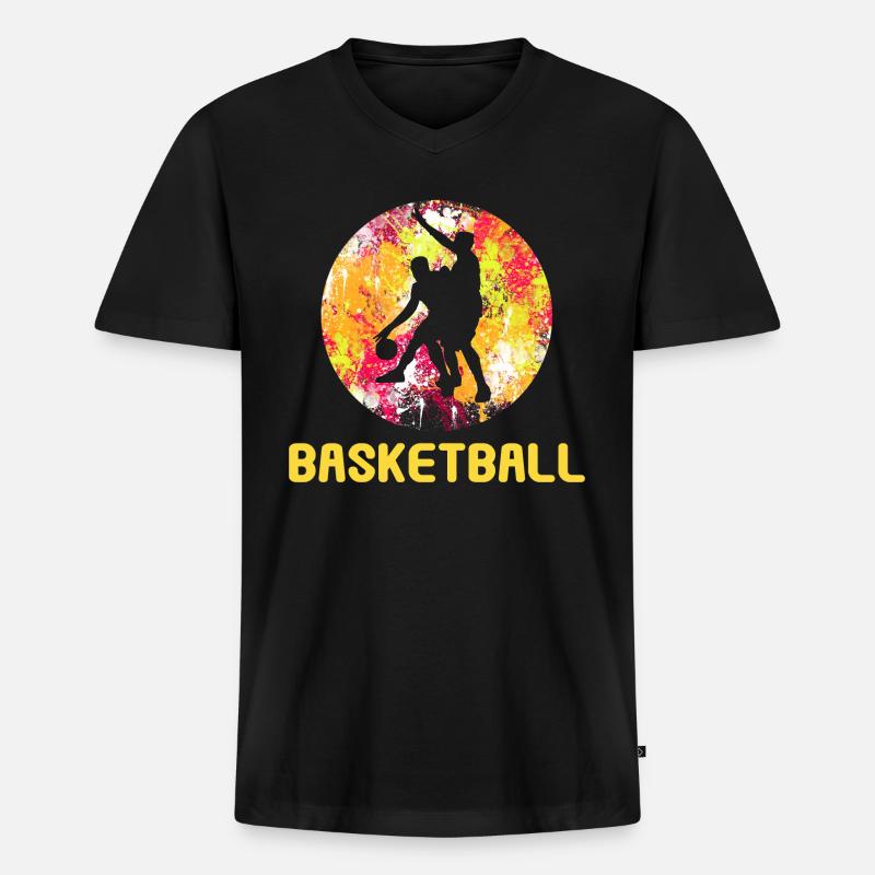 Basketball - Männer Premium Bio T-Shirt mit V-Ausschnitt - Schwarz