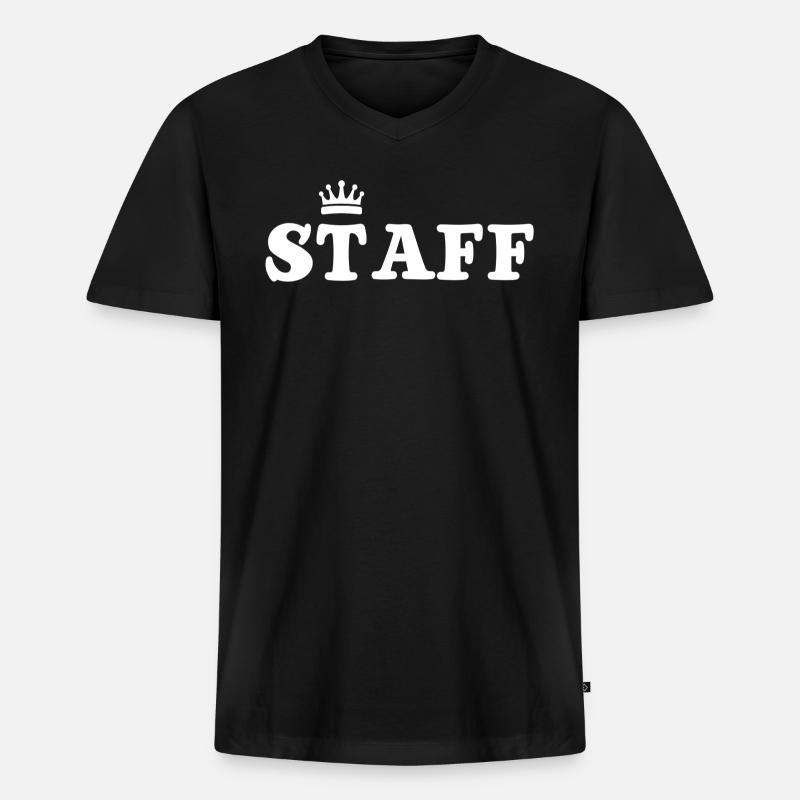 Staff - Männer Premium Bio T-Shirt mit V-Ausschnitt - Schwarz