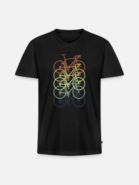 Retro Vintage Rennrad Shirt Fahrrad Rad T-Shirt - Männer Premium Bio T-Shirt mit V-Ausschnitt - Schwarz