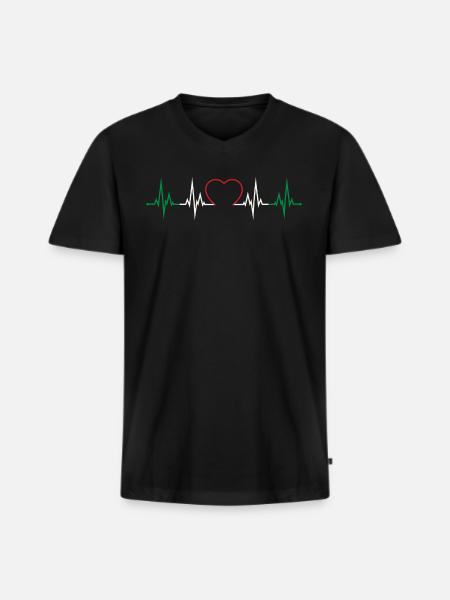 Italy Heartbeat - Men's Premium Organic T-shirt with V-neck - black