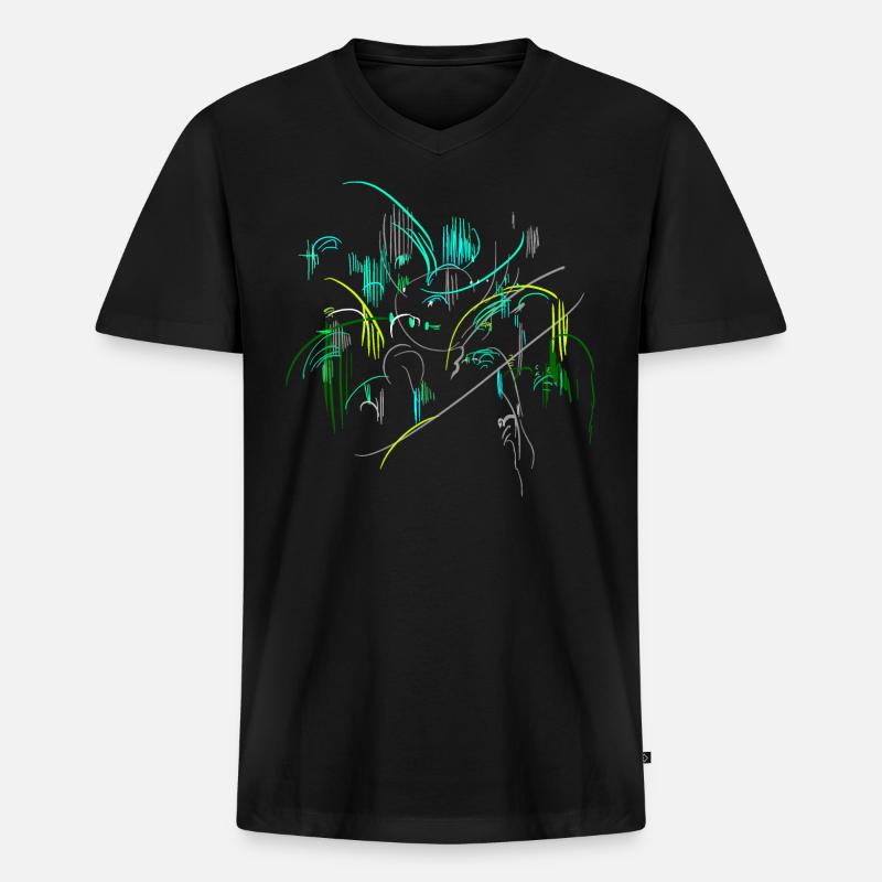 Landschaft Abstrakt - Männer Premium Bio T-Shirt mit V-Ausschnitt - Schwarz