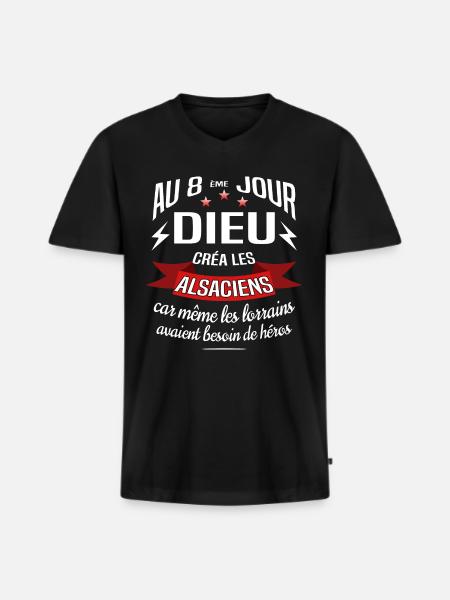 ALSACIENS Alsace - T-shirt encolure en V Premium bio Homme - noir