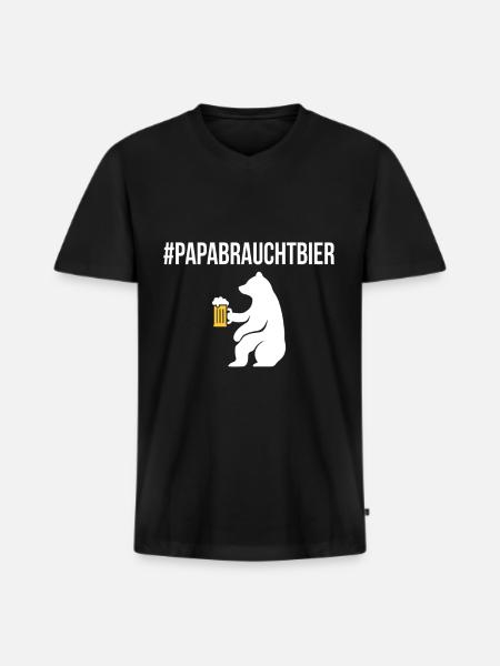 Bierfan PAPABRAUCHTBIER Lustiges - Männer Premium Bio T-Shirt mit V-Ausschnitt - Schwarz