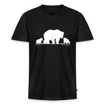 Mama Bear Dad Bear - T-shirt encolure en V Premium bio Homme - noir - Devant - Nico (187cm)