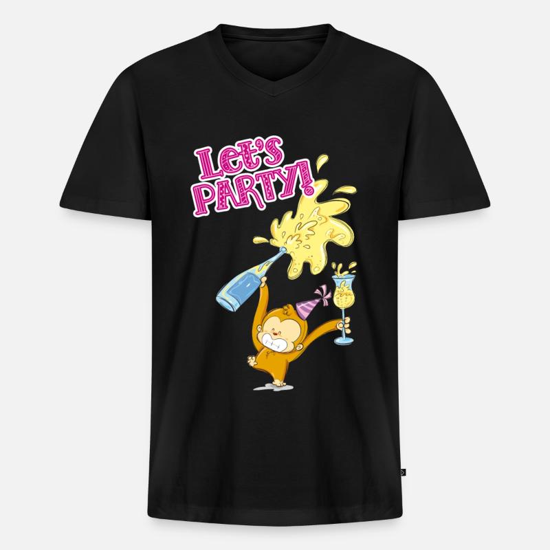 Munga Party - Männer Premium Bio T-Shirt mit V-Ausschnitt - Schwarz