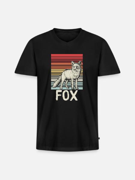 Wald Tiere Fuchs Füchsin - Männer Premium Bio T-Shirt mit V-Ausschnitt - Schwarz