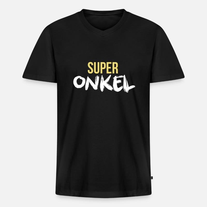 SUPER ONKEL - Männer Premium Bio T-Shirt mit V-Ausschnitt - Schwarz