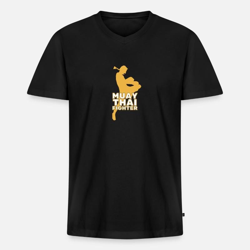 Muay Thai - Männer Premium Bio T-Shirt mit V-Ausschnitt - Schwarz