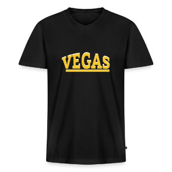 Vegas - T-shirt encolure en V Premium bio Homme - noir - Devant - Nico (187cm)
